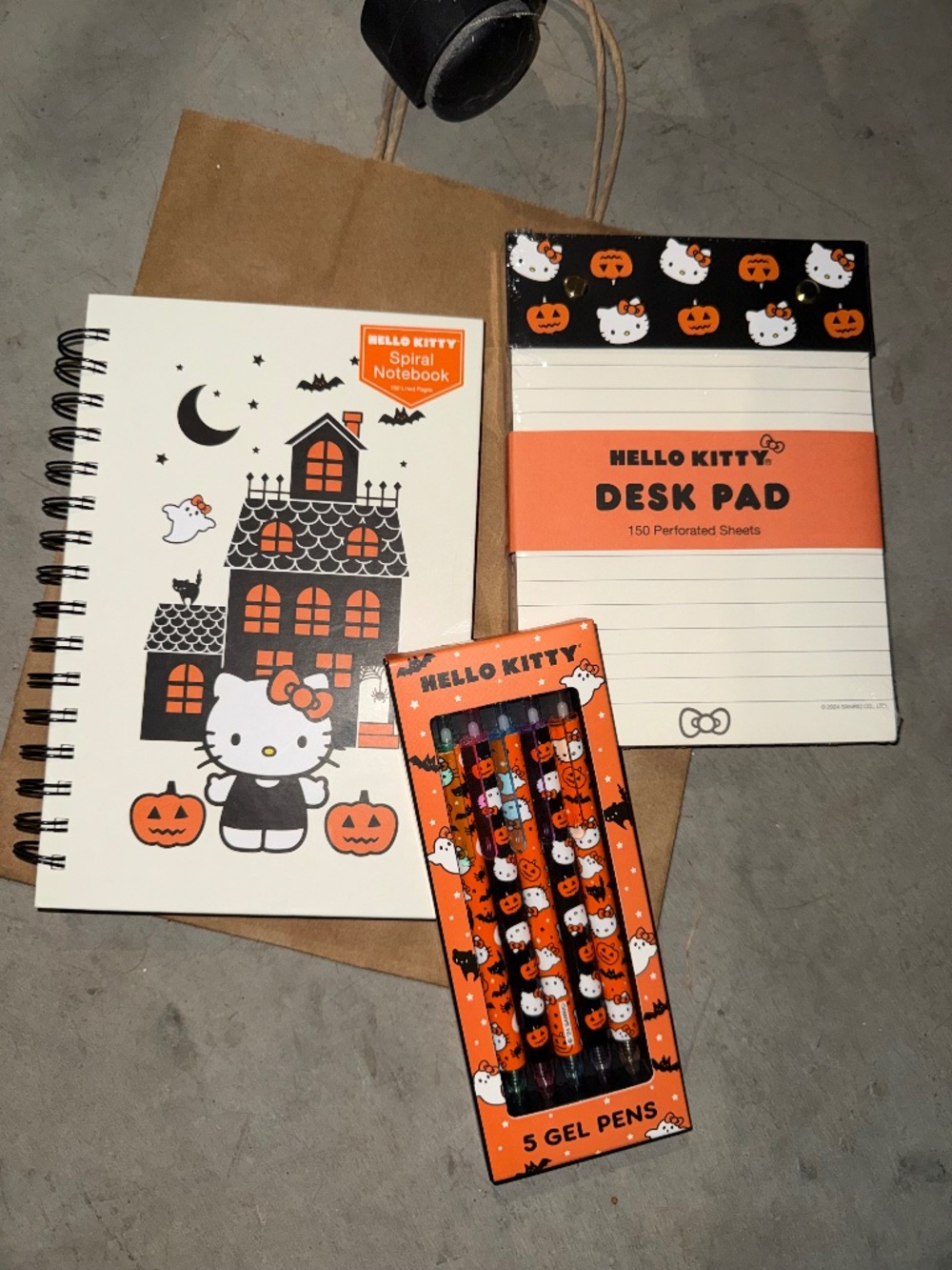 Hello Kitty Halloween Spiral Notebook, Desk Pad, and Pens Set